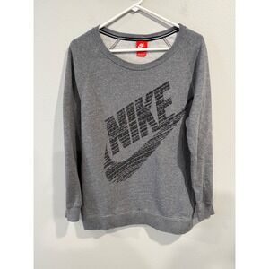 Nike Women Gray Crew Neck Long Sleeve Graphic Sweatshirt Size S